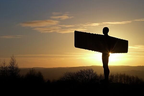 Halo over the Angel of the North by Antony Gormley, erected 1998, Gateshead, Tyne and Wear, England, United Kingdom, Europe