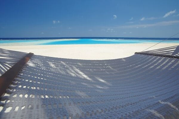 Hammock on the beach, Maldives, Indian Ocean, Asia