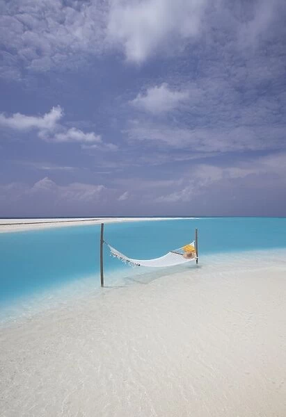 Hammock on the edge of beach, Maldives, Indian Ocean, Asia