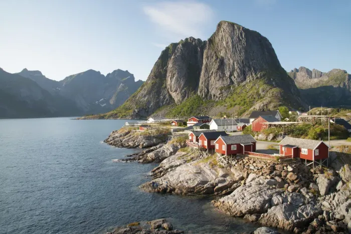 Framed Print : Hamnoy where rorbu (fishermens huts) are now used for tourist accommodation Framed Print : Hamnoy where rorbu (fishermens huts) are now used for tourist accommodation