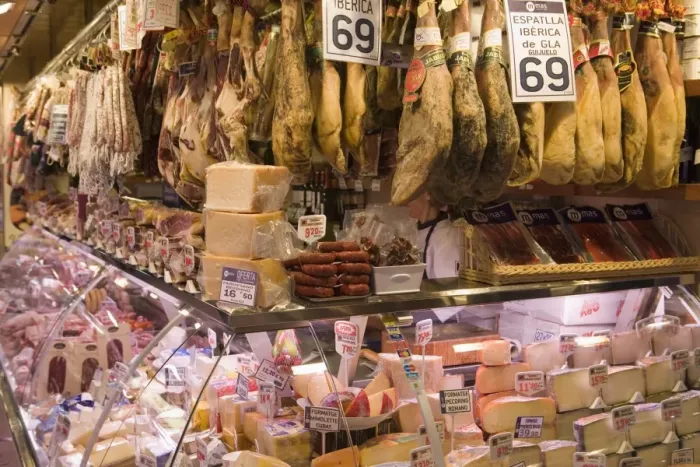 Framed Print : Hams, jamon and cheese stall Framed Print : Hams, jamon and cheese stall