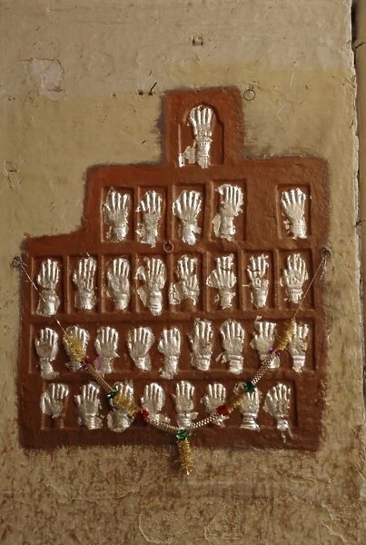 The handprints or Sati marks of ladies who died on the pyres