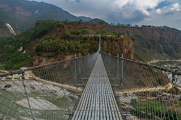 Hanging Bridge of Pokhara over the Bhalam River, Pokhara, Nepal, Asia
