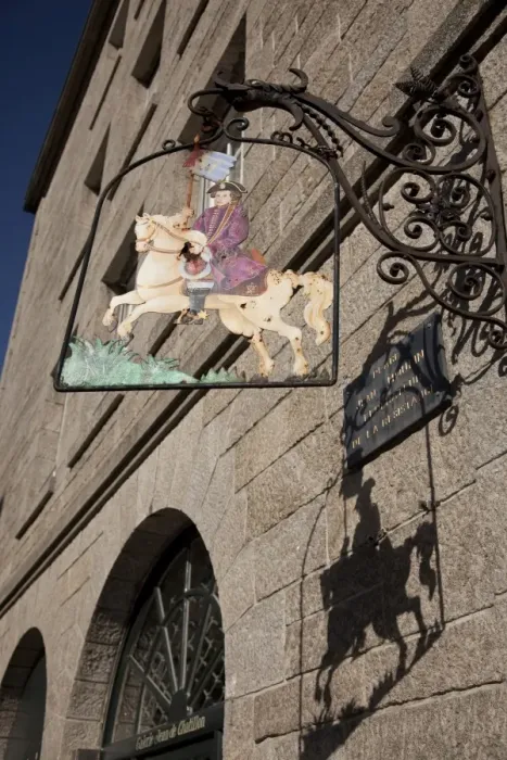 Framed Print : Hanging sign of a horseman, Place Jean Moulin, St. Malo, Brittany, France, Europe Framed Print : Hanging sign of a horseman, Place Jean Moulin, St. Malo, Brittany, France, Europe
