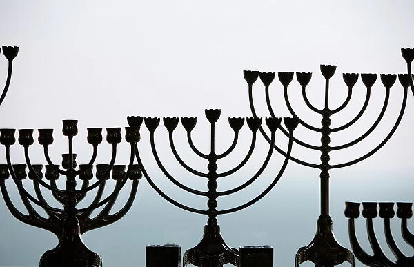 Hanoukias (Hanukkah menorahs), Galilee, Israel, Middle East
