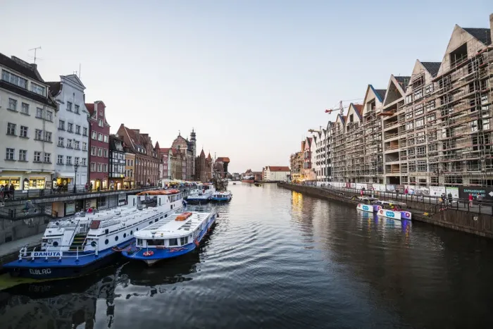 Framed Print : Hanseatic league houses on the Motlawa river at sunset, Gdansk. Poland Framed Print : Hanseatic league houses on the Motlawa river at sunset, Gdansk. Poland