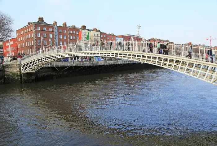 Framed Print : Ha'penny Bridge, historic pedestrian bridge built 1816, crossing River Liffey, city of Dublin, Republic of Ireland, Europe Framed Print : Ha'penny Bridge, historic pedestrian bridge built 1816, crossing River Liffey, city of Dublin, Republic of Ireland, Europe