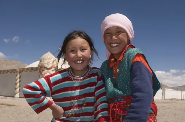 Framed Print : Two happy girls, Pamir Highway, Tajikistan, Central Asia, Asia Framed Print : Two happy girls, Pamir Highway, Tajikistan, Central Asia, Asia