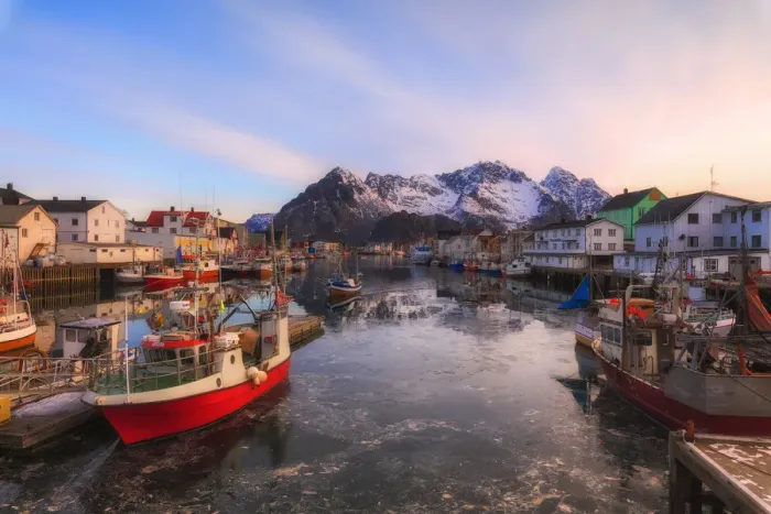 Framed Print : Harbor and fishing village of Reine, Lofoten Islands, Nordland, Norway, Europe Framed Print : Harbor and fishing village of Reine, Lofoten Islands, Nordland, Norway, Europe