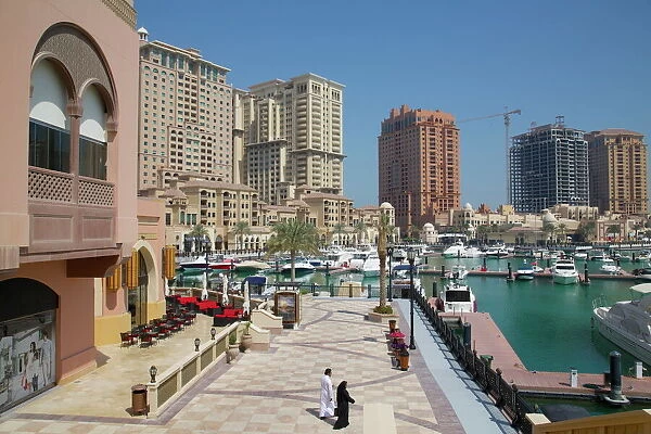 Harbour and architecture, The Pearl, Doha, Qatar, Middle East