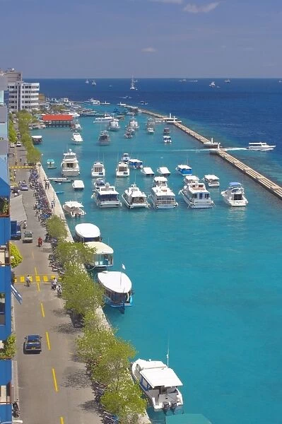 The harbour of the capital, Male, Maldives, Indian Ocean, Asia
