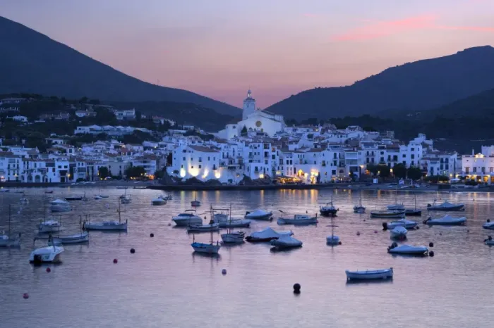 Framed Print : Harbour at dusk, Cadaques, Costa Brava, Catalonia, Spain, Mediterranean, Europe Framed Print : Harbour at dusk, Cadaques, Costa Brava, Catalonia, Spain, Mediterranean, Europe