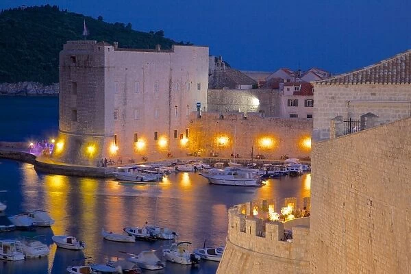 Harbour at dusk, Dubrovnik, Dalmatia, Croatia, Europe