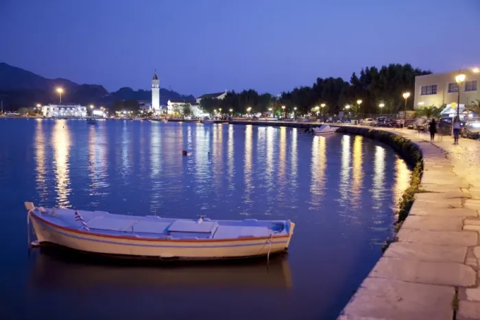 Framed Print : Harbour at dusk, Zakynthos Town, Zakynthos, Ionian Islands, Greek Islands, Greece, Europe