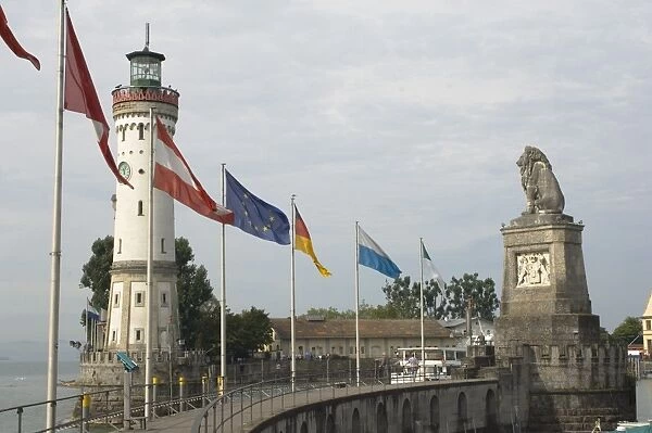 Harbour entrance with lighthouse and lion, Austrian German and E