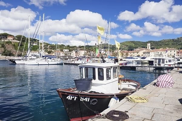 Harbour with fishing boats, Porto Azzuro, Island of Elba, Livorno Province, Tuscany