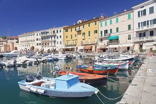 Harbour with fishing boats, Portoferraio, Island of Elba, Livorno Province, Tuscany
