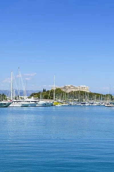 Harbour and Fort Carre, Antibes, Alpes Maritimes, Cote d Azur, Provence, France, Mediterranean