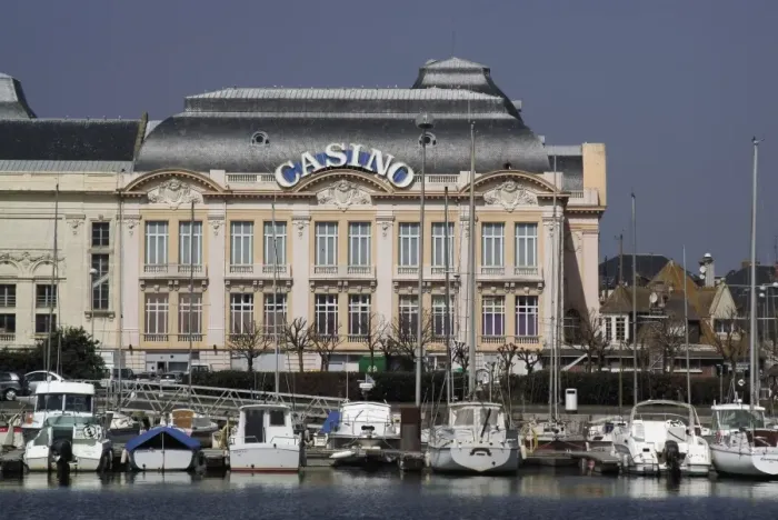 Framed Print : Harbour and marina, with casino behind, Trouville, Cote Fleurie, Calvados Framed Print : Harbour and marina, with casino behind, Trouville, Cote Fleurie, Calvados