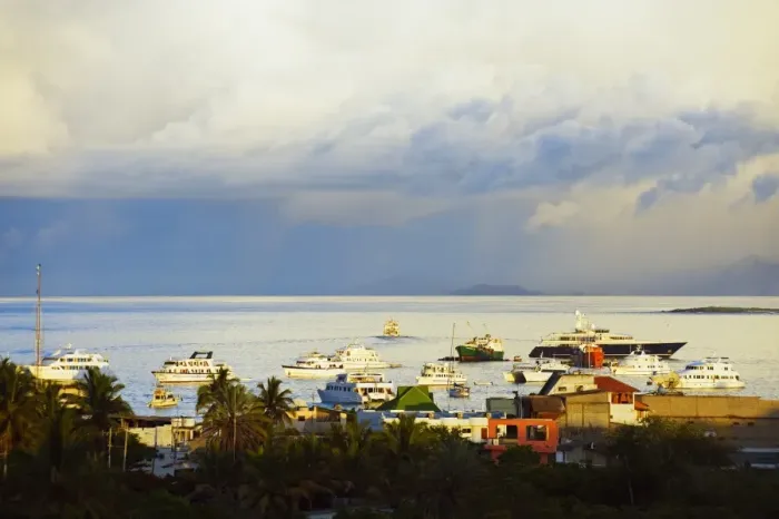 Framed Print : Harbour of Puerto Ayora, Isla Santa Cruz, Galapagos Islands, UNESCO World Heritage Site Framed Print : Harbour of Puerto Ayora, Isla Santa Cruz, Galapagos Islands, UNESCO World Heritage Site