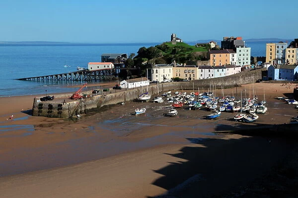 The harbour of the seaside town of Tenby, Pembrokeshire Coast National Park