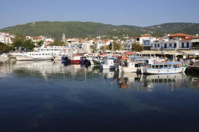 Framed Print : Harbour, Skiathos Town, Skiathos, Sporades Islands, Greek Islands, Greece, Europe