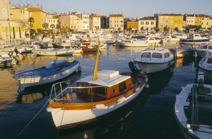 Framed Print : Harbour at sunset, Rovinj, Istria, Croatia, Europe Framed Print : Harbour at sunset, Rovinj, Istria, Croatia, Europe