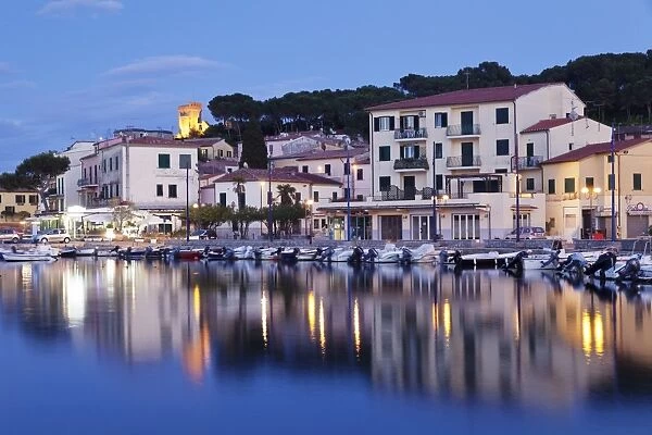 Harbour with Torre della Marina, Marina di Campo, Island of Elba, Livorno Province