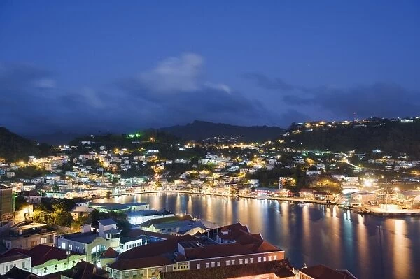 Harbour and town houses, St. Georges, Grenada, Windward Islands, West Indies