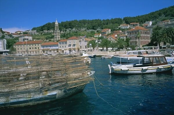 Harbour and town of Hvar, Hvar Island, Dalmatia, Dalmatian coast, Adriatic