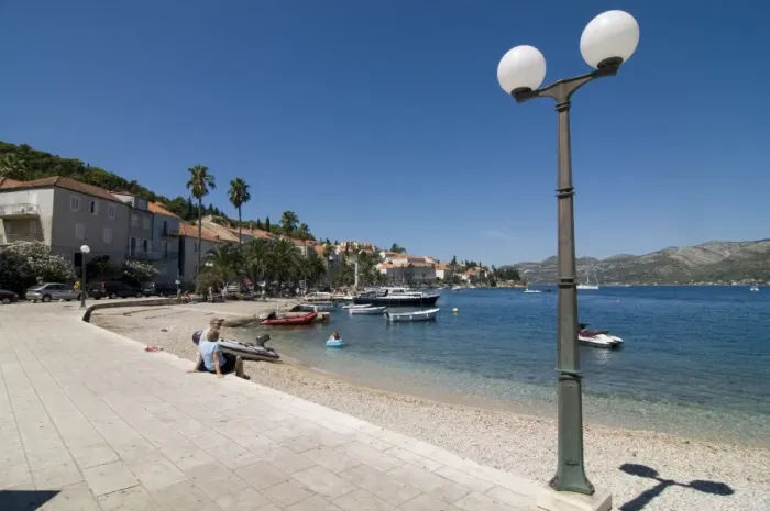 Framed Print : The harbour of the town of Korcula on Korcula island, Croatia, Europe Framed Print : The harbour of the town of Korcula on Korcula island, Croatia, Europe