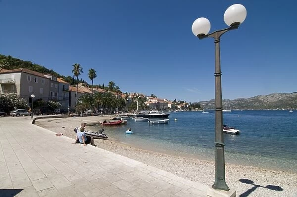 The harbour of the town of Korcula on Korcula island, Croatia, Europe