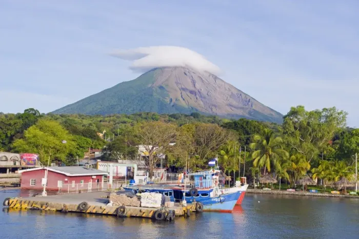 Framed Print : Harbour below Volcan Concepcion, 1610m, Ometepe Island, Lake Nicaragua Framed Print : Harbour below Volcan Concepcion, 1610m, Ometepe Island, Lake Nicaragua