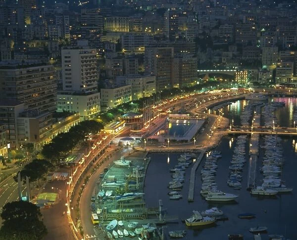 Harbour and yachts and twilight, Monte Carlo, Monaco, Mediterranean coast, Europe