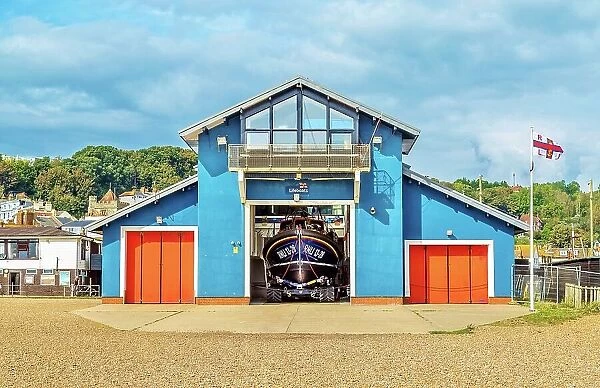 Hastings Lifeboat Station on The Stade (the fishermen's beach) on the seafront at Hastings, East Sussex, England, United Kingdom, Europe