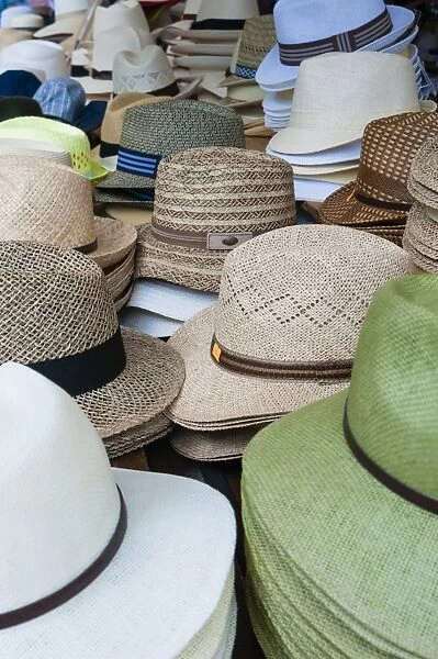 Hats for sale, Market at Piazza delle Erbe, Verona, Veneto, Italy, Europe