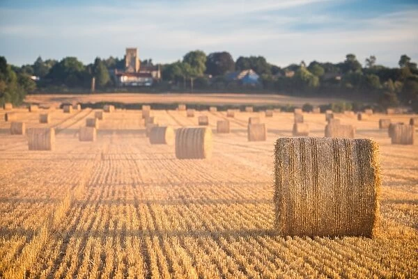 Hay bales in the Cuddesdon countryside, Oxfordshire, England, United Kingdom, Europe