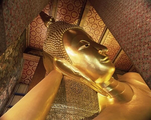 Detail of the head of the 46m long statue of the Reclining Buddha