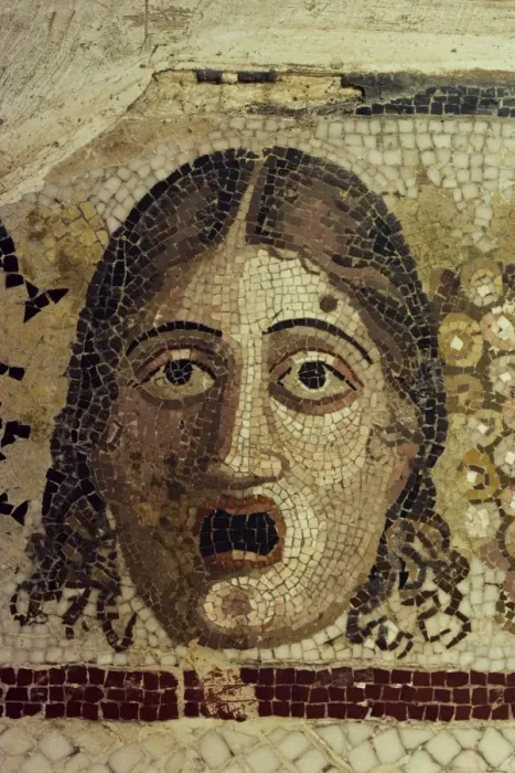Framed Print : Detail of a head in a fine mosaic in a town house at Rabat Framed Print : Detail of a head in a fine mosaic in a town house at Rabat