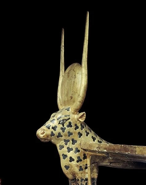 Head of a funerary couch in the form of a sacred cow, from the tomb of the pharaoh Tutankhamun