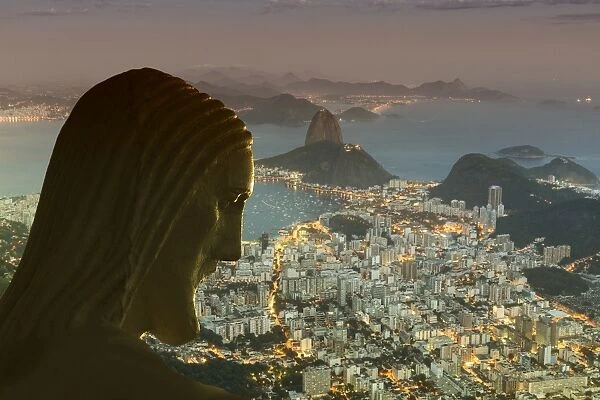 Head of statue of Christ the Redeemer, Corcovado, Rio de Janeiro, Brazil, South America