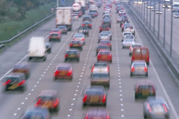 Heavy traffic on motorway, United Kingdom, Europe