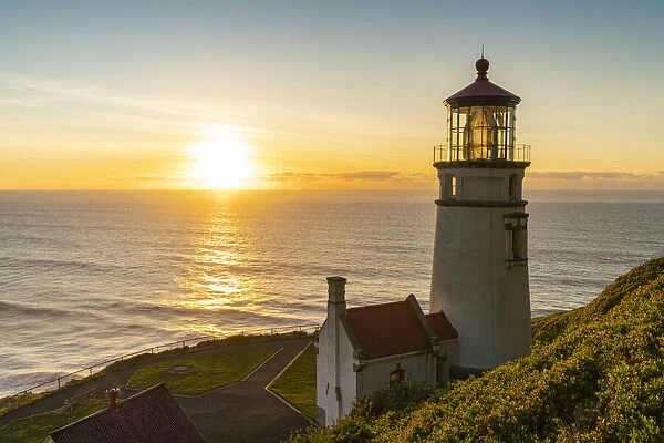 Heceta Head Lighthouse at sunset, Florence, Lane county, Oregon, United States of America