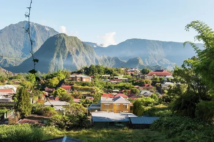 Framed Print : Hell-Bourg with the Piton d'Anchaing in the background, Cirque de Salazie, Reunion Framed Print : Hell-Bourg with the Piton d'Anchaing in the background, Cirque de Salazie, Reunion