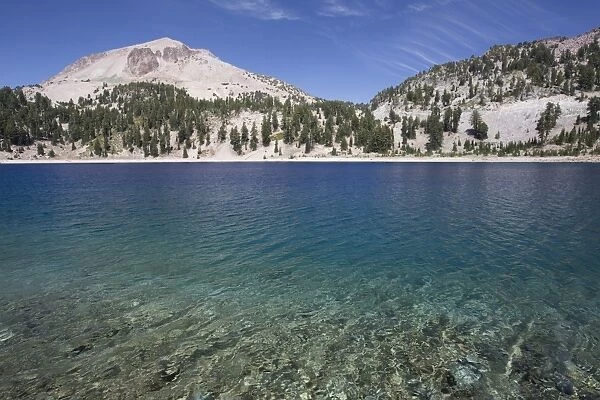 Hellen Lake with Mount Lassen, 3187 m, in the background, Lassen Volcanic National Park, California, United States of America, North America