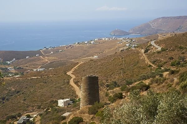 Hellenic tower, Agios Petros, Andros Island, Cyclades, Greek Islands, Greece, Europe