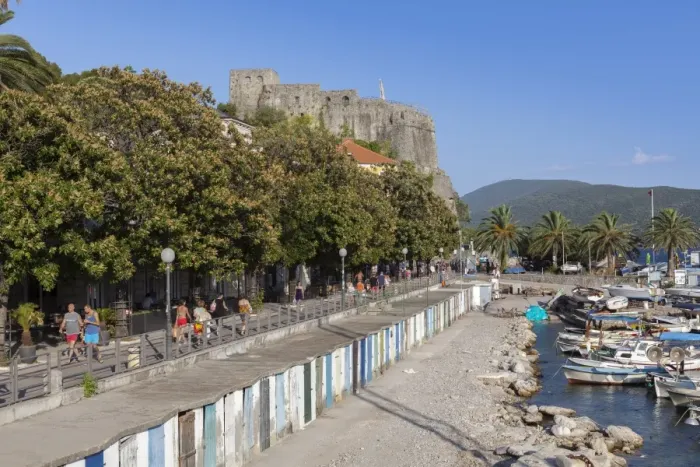 Framed Print : Herceg Novi beach front and harbour, Montenegro, Europe Framed Print : Herceg Novi beach front and harbour, Montenegro, Europe