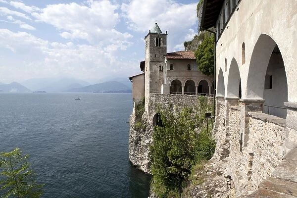 Hermitage of Santa Caterina del Sasso, Lake Maggiore, Lombardy, Italian Lakes, Italy, Europe
