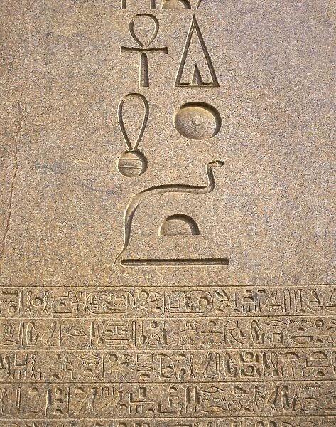 Hieroglyphic detail, Temple of Ammon, Karnak, Thebes, UNESCO World Heritage Site