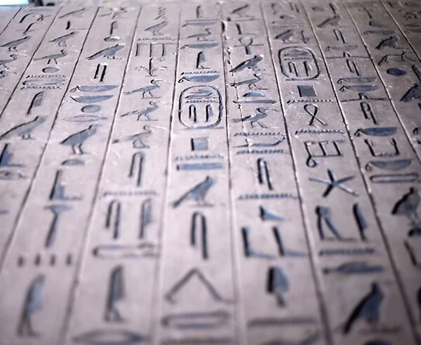 Hieroglyphics in the interior of the pyramid of Unas, Sakkara (Saqqarah)